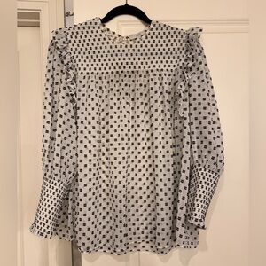 Joie Black and White Patterned Blouse